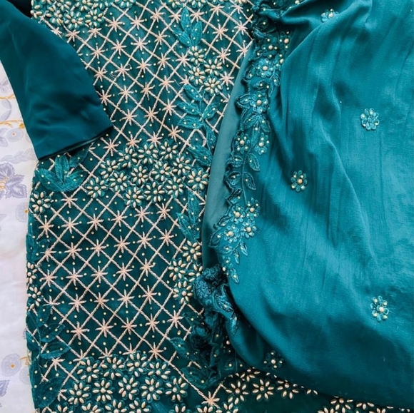 Eid outfit indian Pakistani embroidery dress suit 3 pieces suit - Picture 5 of 11